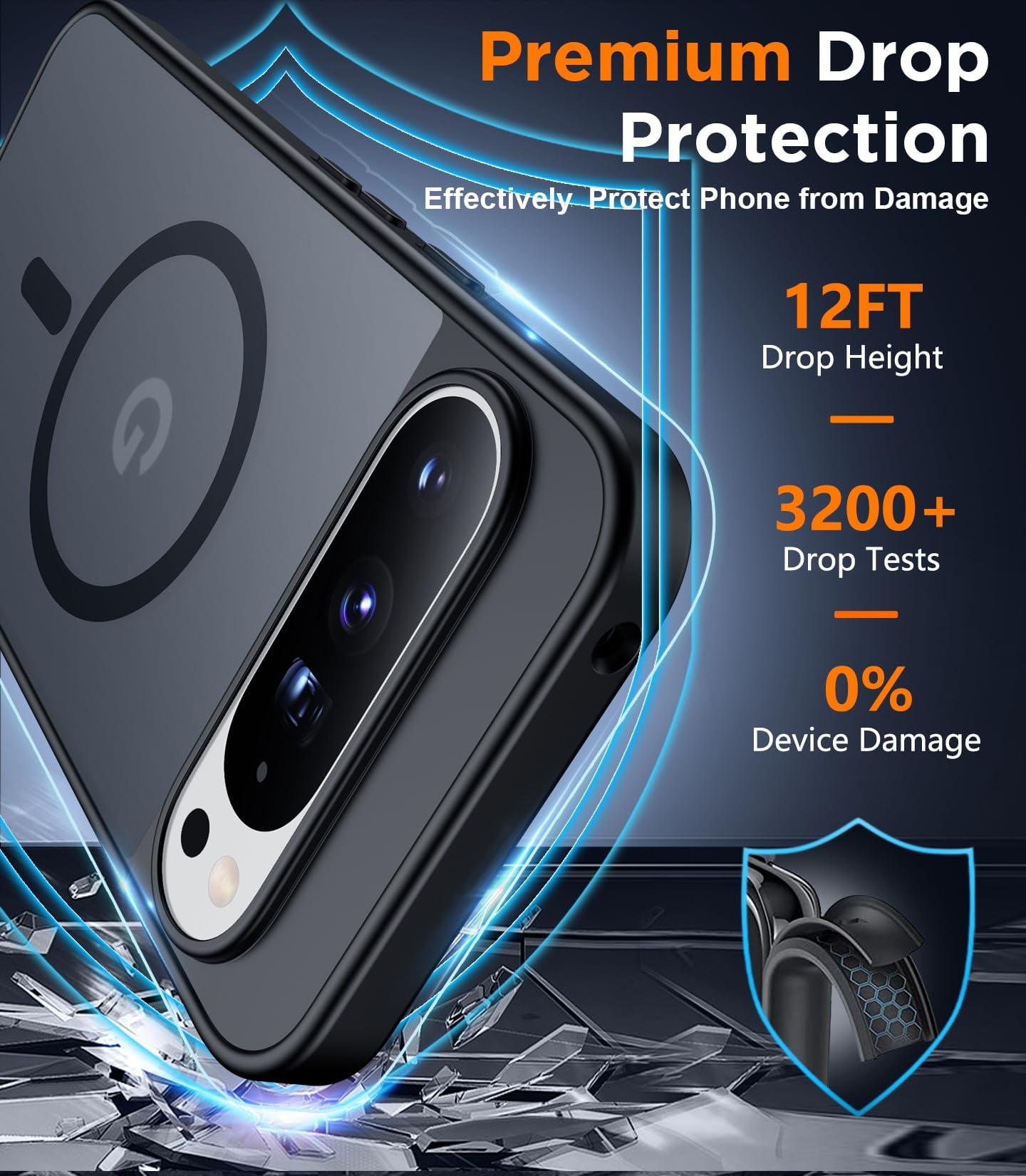 Magnetic for Google Pixel 10/Pixel 10 Pro Case, Military Grade Drop Protection Slim Translucent Matte Shockproof Anti-Fingerprint Phone Case for Pixel 10/10 Pro, Black