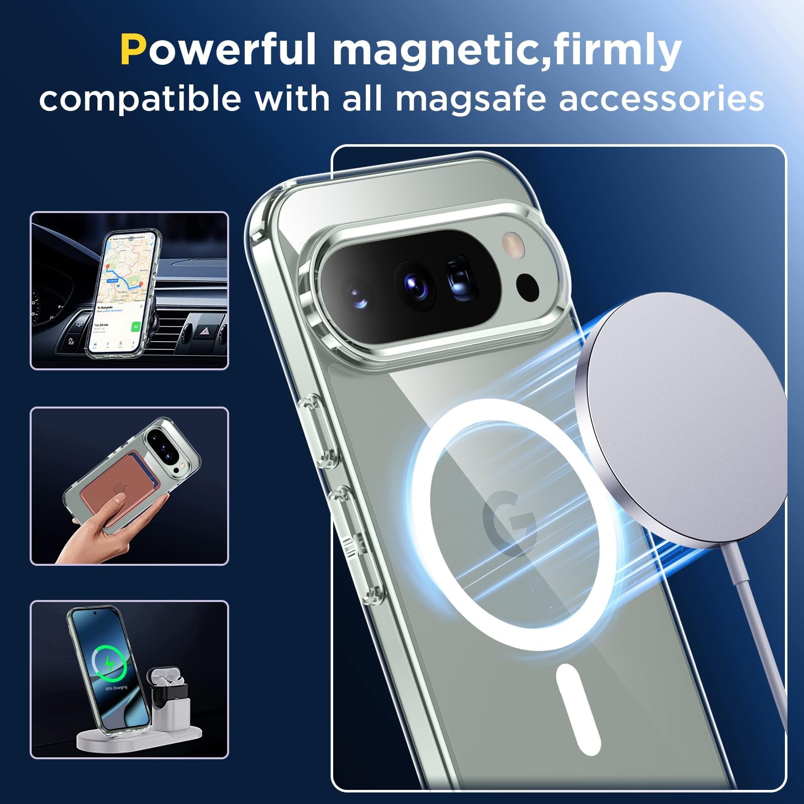 Magnetic for Google Pixel 10/Pixel 10 Pro Case, Military Grade Drop Protection Slim Translucent Matte Shockproof Anti-Fingerprint Phone Case for Pixel 10/10 Pro, Black