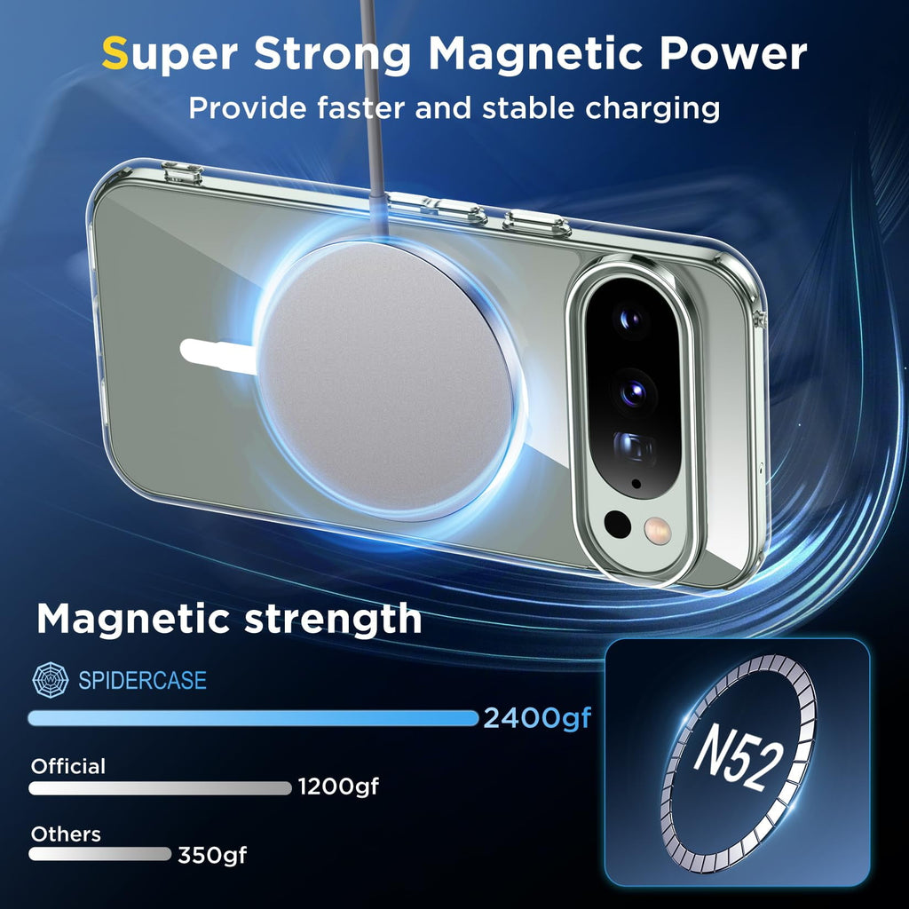 Magnetic for Google Pixel 10/Pixel 10 Pro Case, Military Grade Drop Protection Slim Translucent Matte Shockproof Anti-Fingerprint Phone Case for Pixel 10/10 Pro, Black
