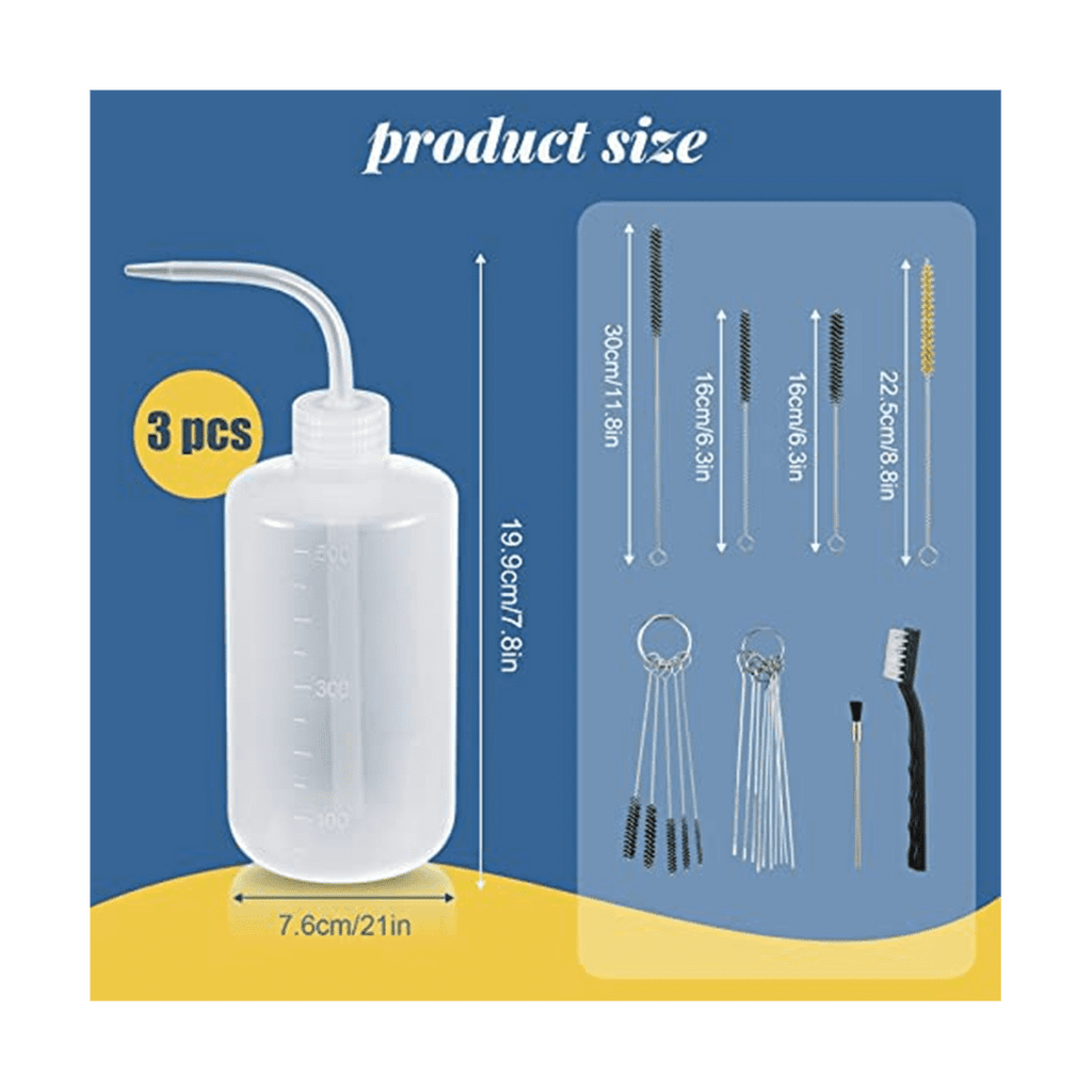 24 Pcs GunCleaning Kit Paint 500Ml Plastic Squeeze Wash Bottle Tube Bottle Brushes Paint Cleaning Kit