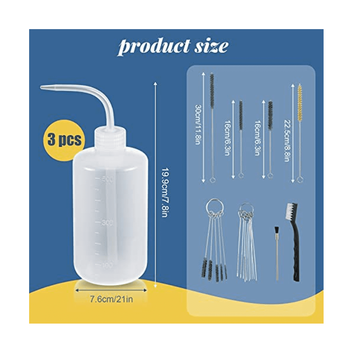 24 Pcs GunCleaning Kit Paint 500Ml Plastic Squeeze Wash Bottle Tube Bottle Brushes Paint Cleaning Kit