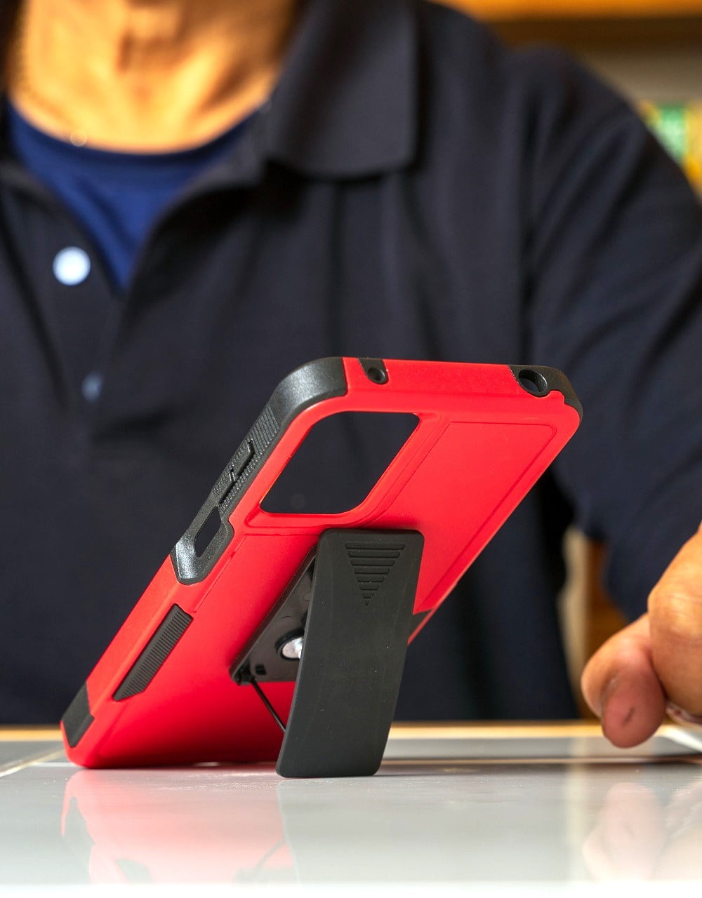 For Cricket Icon Plus (2026) / AT&amp;T Verge 2 Case, Red Shockproof 360-Degree Rotating Belt Clip Kickstand Case Cover