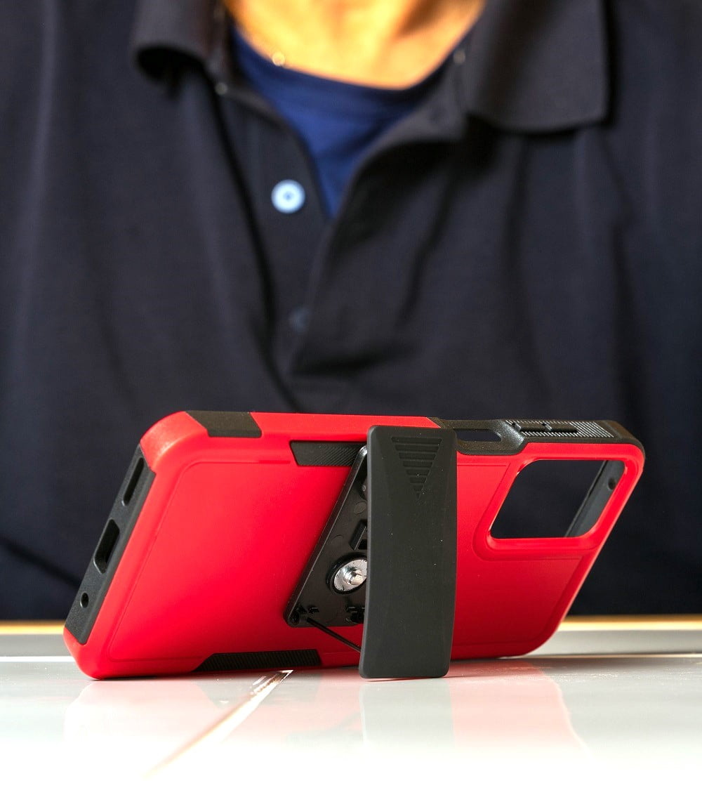 For Cricket Icon Plus (2026) / AT&amp;T Verge 2 Case, Red Shockproof 360-Degree Rotating Belt Clip Kickstand Case Cover