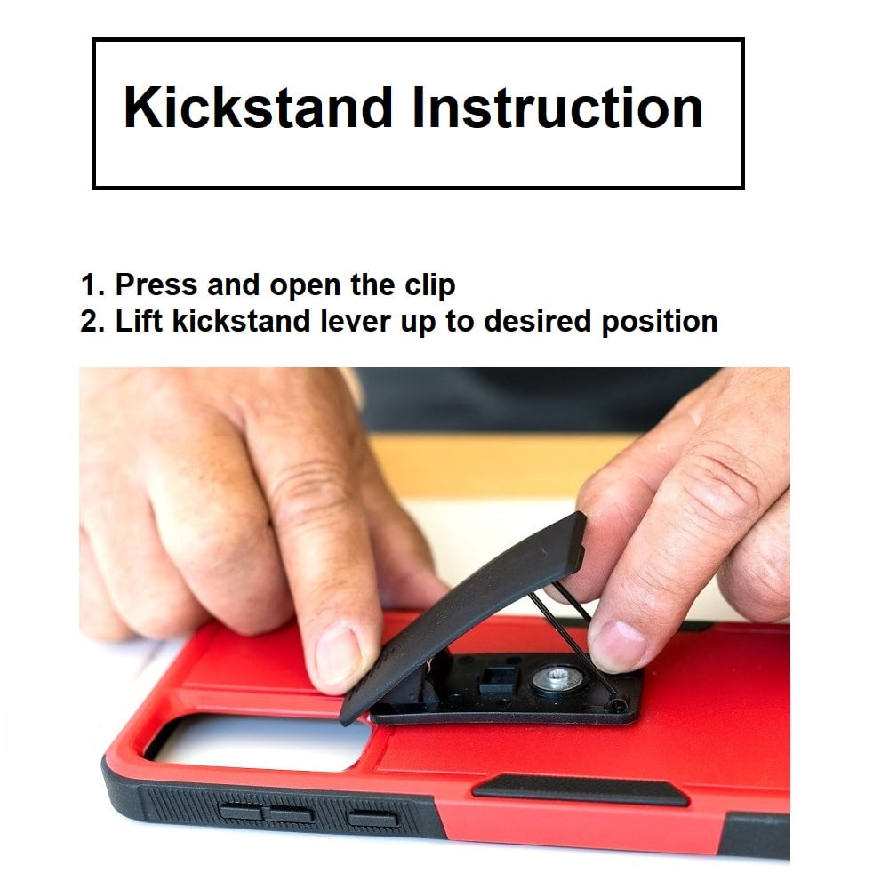 For Cricket Icon Plus (2026) / AT&amp;T Verge 2 Case, Red Shockproof 360-Degree Rotating Belt Clip Kickstand Case Cover