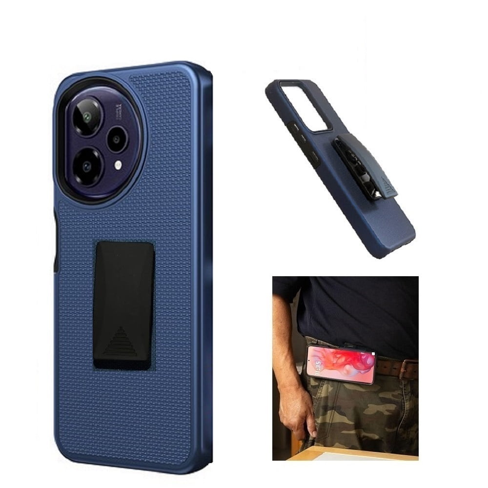 For Cricket Icon Plus (2026) / AT&amp;T Verge 2 Case, Red Shockproof 360-Degree Rotating Belt Clip Kickstand Case Cover