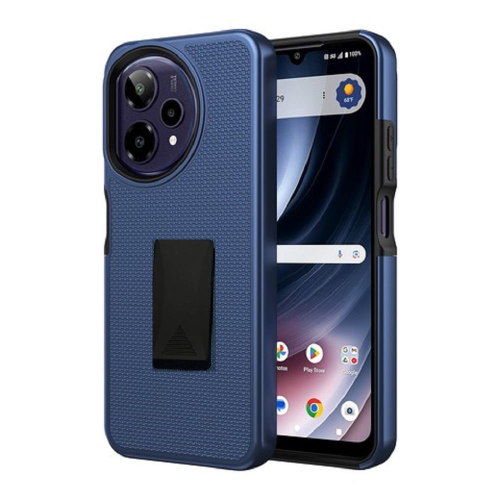For Cricket Icon Plus (2026) / AT&amp;T Verge 2 Case, Red Shockproof 360-Degree Rotating Belt Clip Kickstand Case Cover