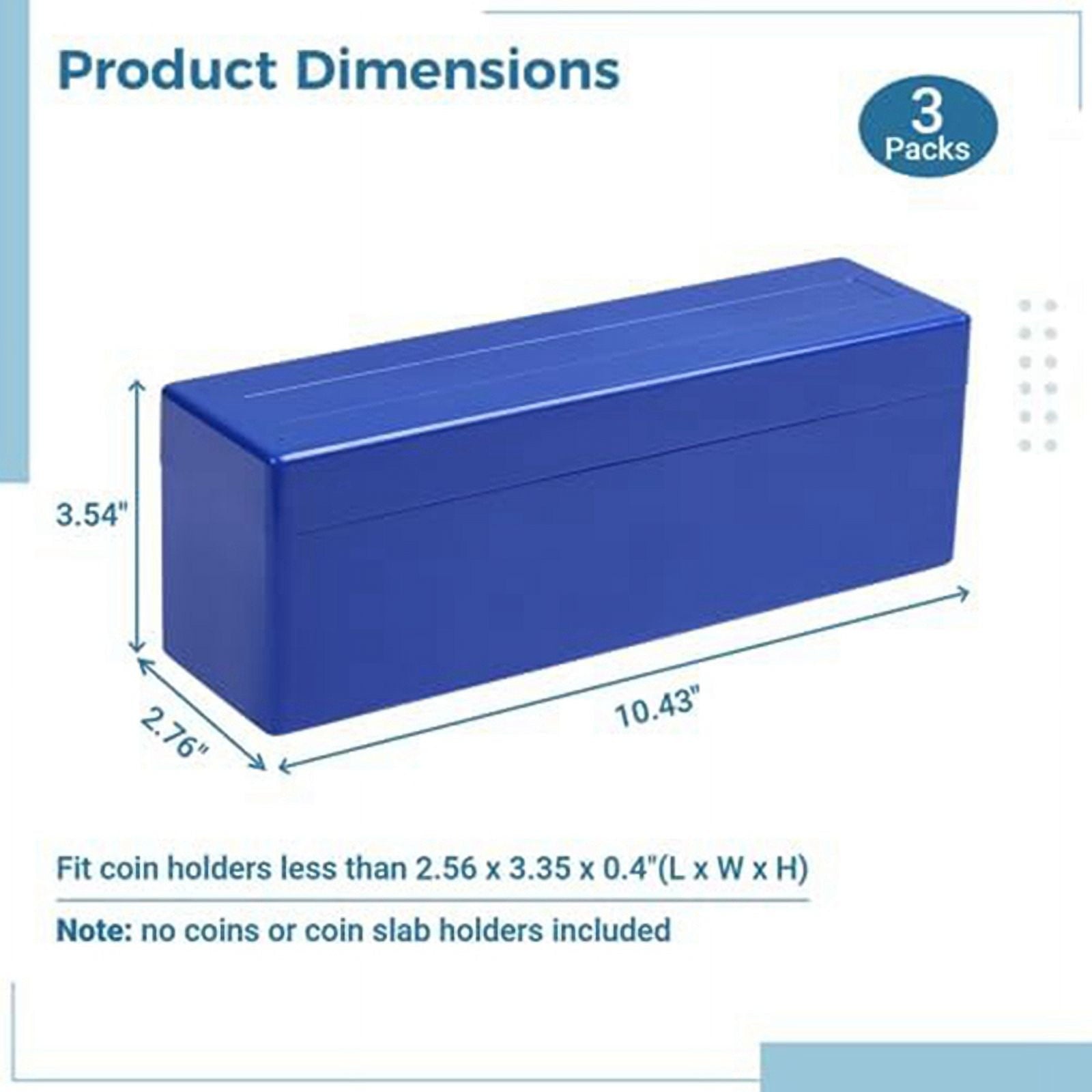 Coin Slab Storage Boxes, 3 Packs Coin Holder Organizer Boxes with 20 Slots, Plastic Coin Storage Cases Set (Boxes Only)