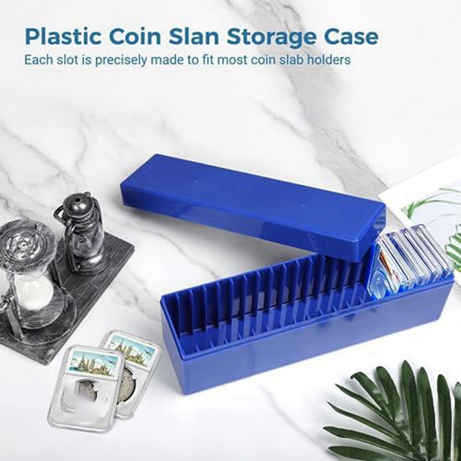 Coin Slab Storage Boxes, 3 Packs Coin Holder Organizer Boxes with 20 Slots, Plastic Coin Storage Cases Set (Boxes Only)