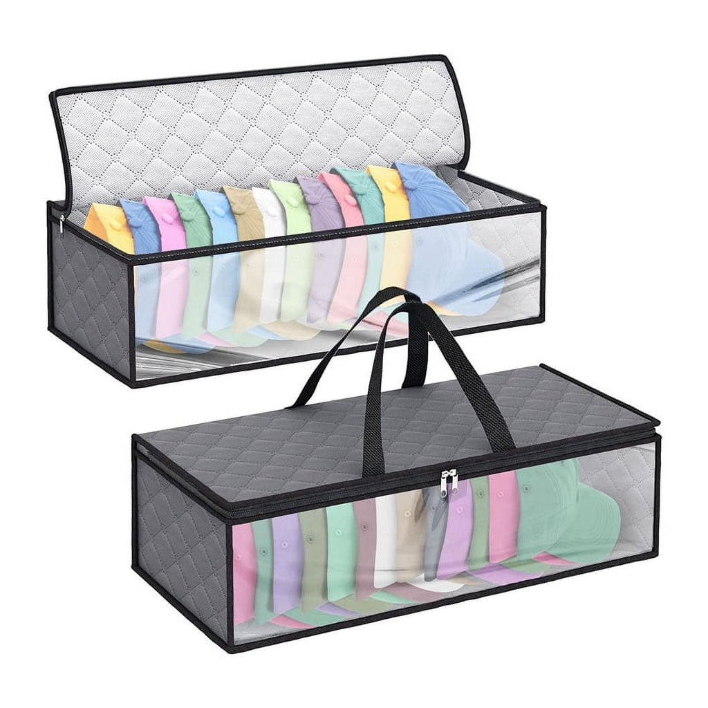 2Piece Hat Storage Bag for Baseball Caps Hat Organizer Case Hat Holder Rack with 2 Carry Handles for Closet Moisture