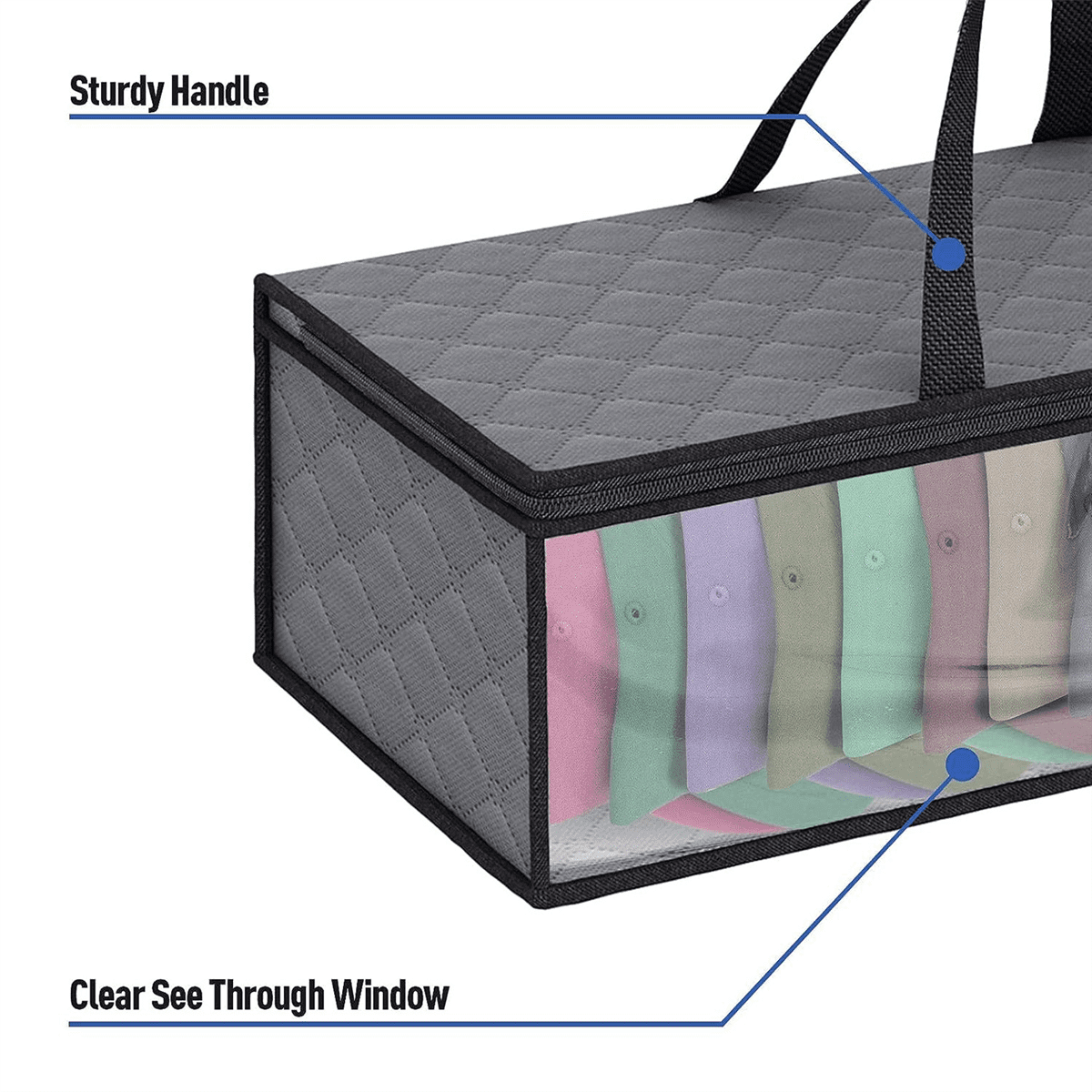 2Piece Hat Storage Bag for Baseball Caps Hat Organizer Case Hat Holder Rack with 2 Carry Handles for Closet Moisture