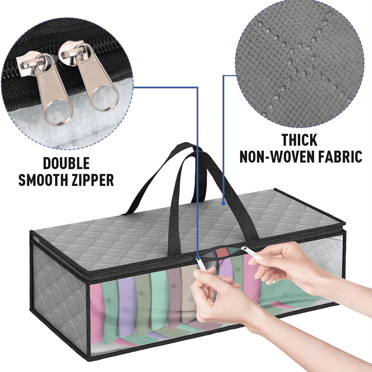 2Piece Hat Storage Bag for Baseball Caps Hat Organizer Case Hat Holder Rack with 2 Carry Handles for Closet Moisture