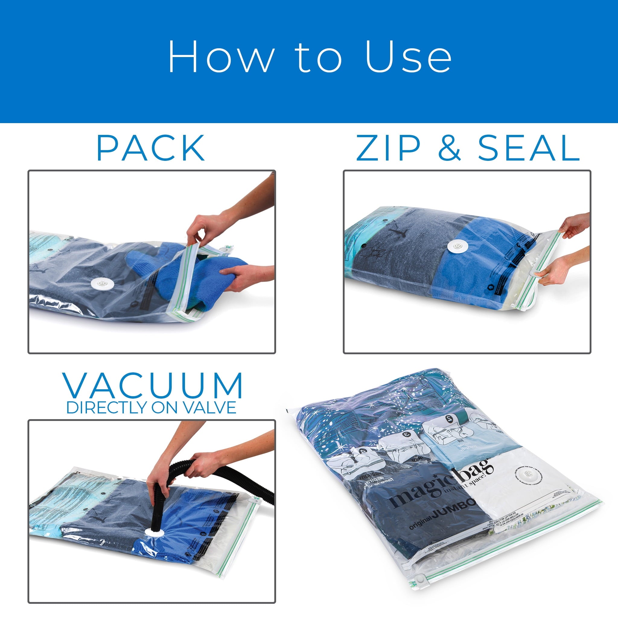 Unbranded Magicbag Original Jumbo, Instant Space, Storage Bags, 4Pk 08