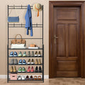 5 Tier Entryway Coat Hat Rack, Shoe Storage Shelf with 8 Hooks Clothes Shoe Organizer Combo