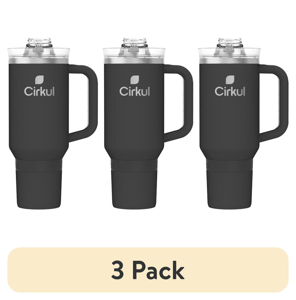 (3 pack)  40oz All-Day StrawSip Double-Wall Insulated Stainless Steel Tumbler with Handle, Carbon (Black)