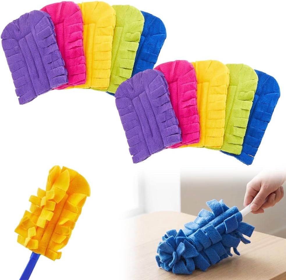 Reusable Duster Refills, 2026 New 360° Heavy Duty Fleece Duster Refills Reusable Duster Pads Washable Cleaning Pads Tools for Cleaning Ceiling Fan Window Kitchen (10)