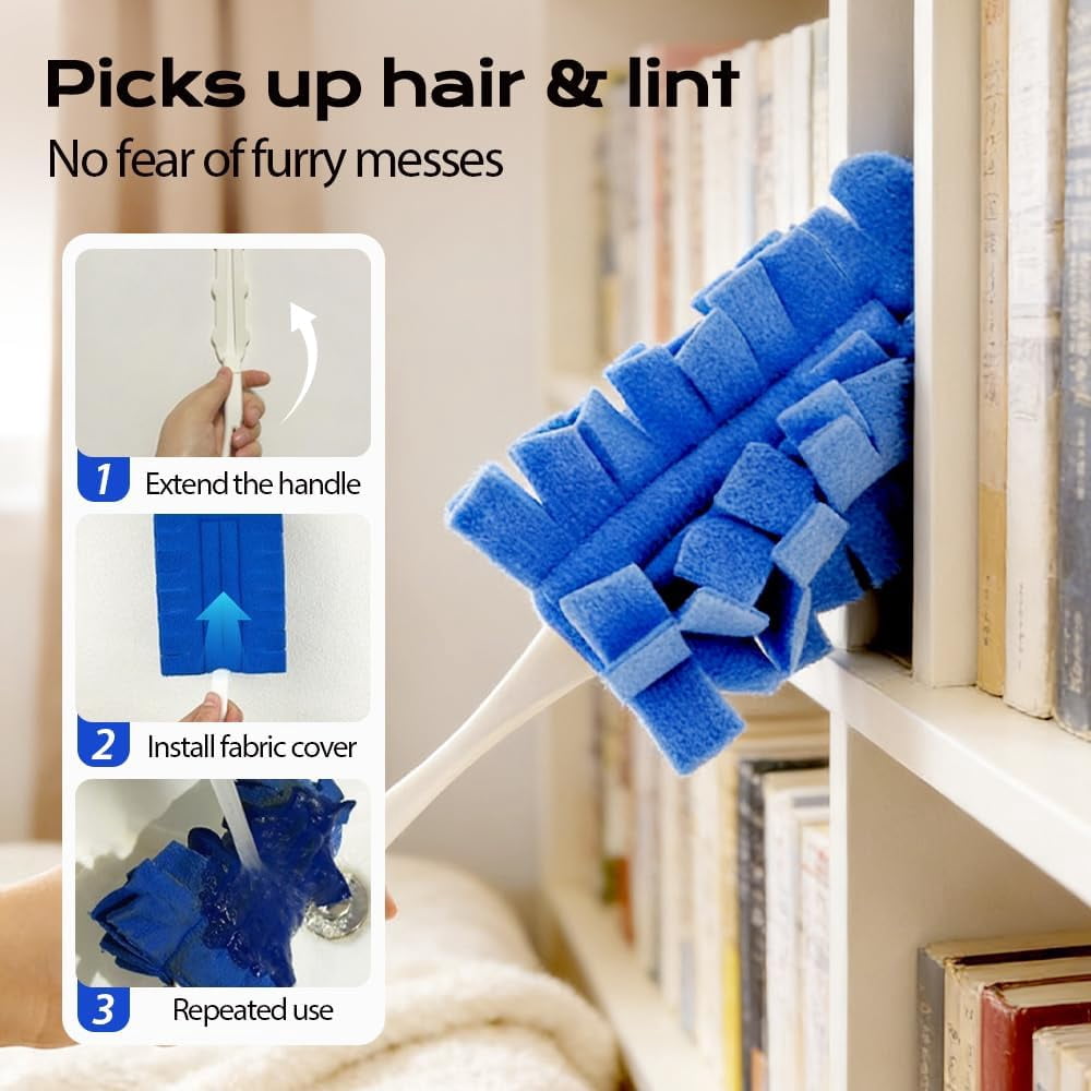 Reusable Duster Refills, 2026 New 360° Heavy Duty Fleece Duster Refills Reusable Duster Pads Washable Cleaning Pads Tools for Cleaning Ceiling Fan Window Kitchen (10)