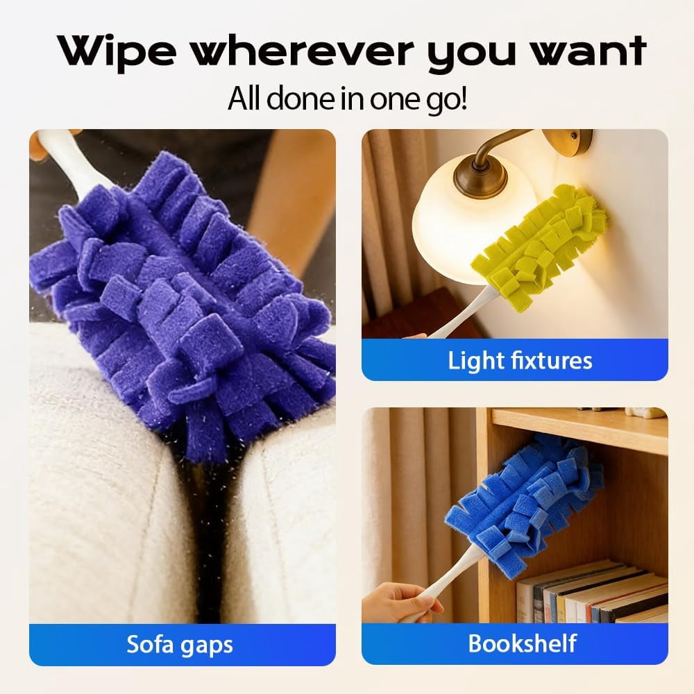 Reusable Duster Refills, 2026 New 360° Heavy Duty Fleece Duster Refills Reusable Duster Pads Washable Cleaning Pads Tools for Cleaning Ceiling Fan Window Kitchen (10)