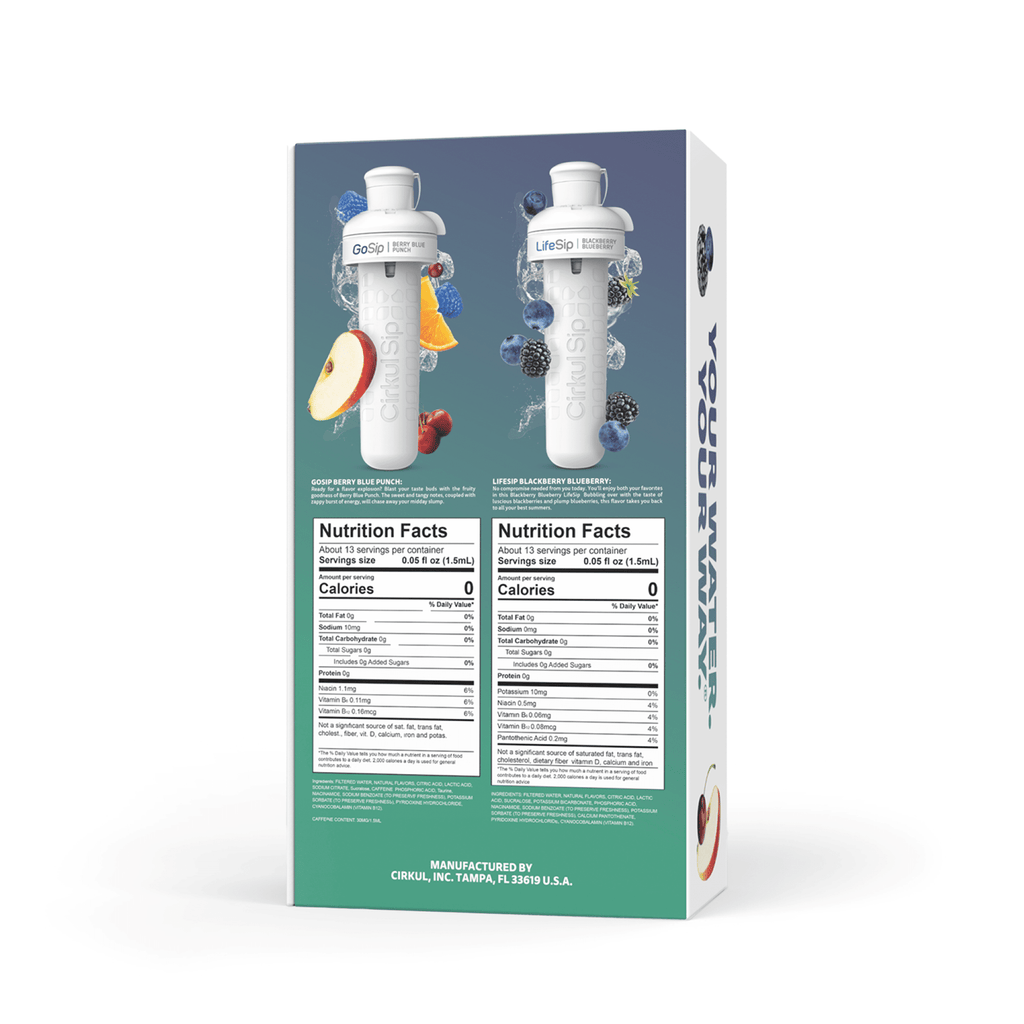 32oz Chameleon Stainless Steel Starter Kit with Chameleon  Lid 2.0 and 2 Flavor Cartridges (Blackberry Blueberry &amp; Berry Blue Punch)