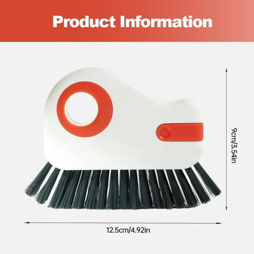 2-in-1 Window Groove Cleaning Brush with Hidden Scraper, Hard Bristle Crevice Tool for Sliding Door Tracks and Window Sills, Orange