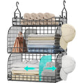 Hanging Closet Organizer Storage - 3 Tier Metal Stackable Hanging Closet Shelves with Dividers and S Hooks Foldable Clothes Shelves for Clothes Pants Shoes Coat Hats Clutches Accessories