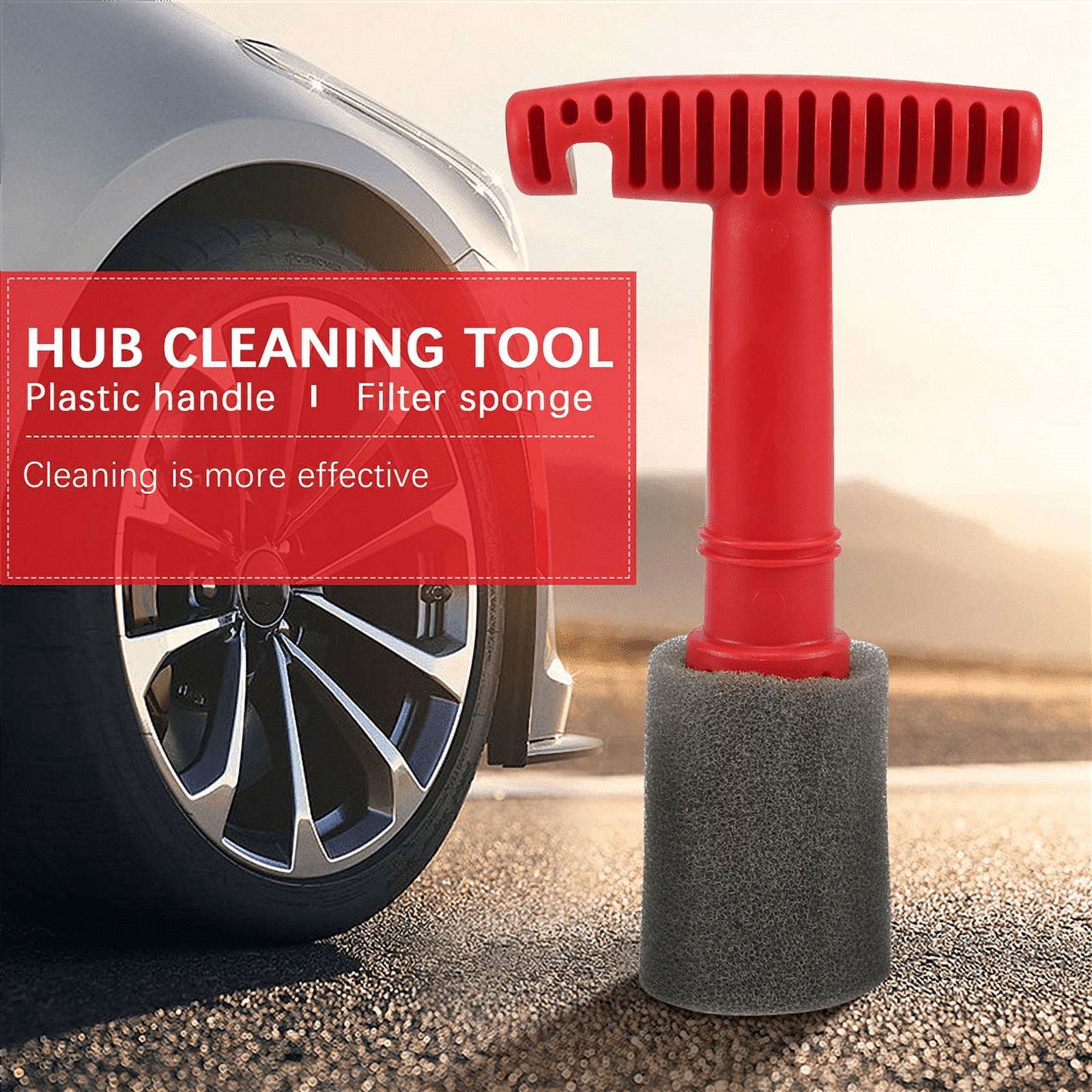 Car Wash Embedded Tire Screw Brush Lug Nut Wheel Cleaning Tools with 3 Extra Sponges
