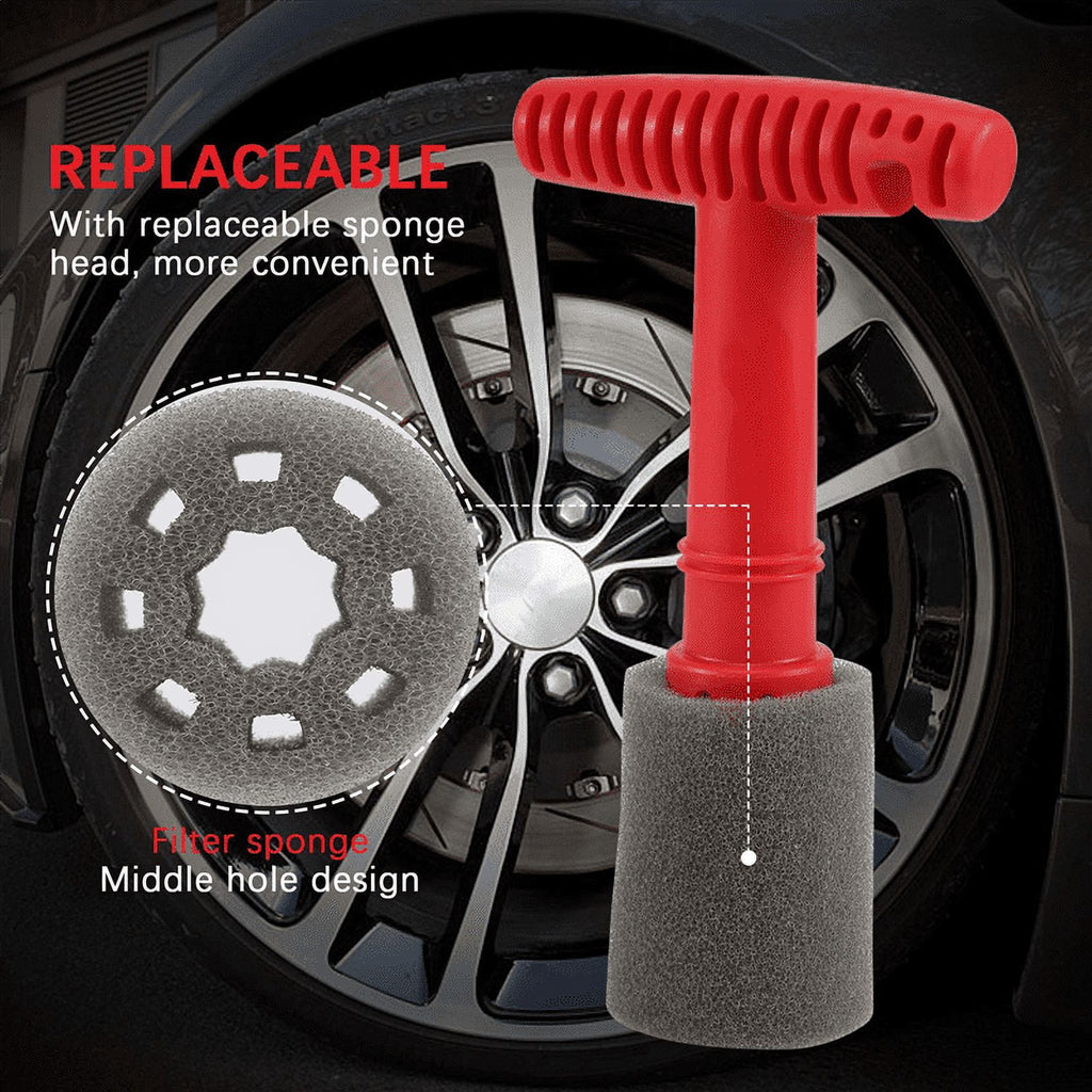 Car Wash Embedded Tire Screw Brush Lug Nut Wheel Cleaning Tools with 3 Extra Sponges