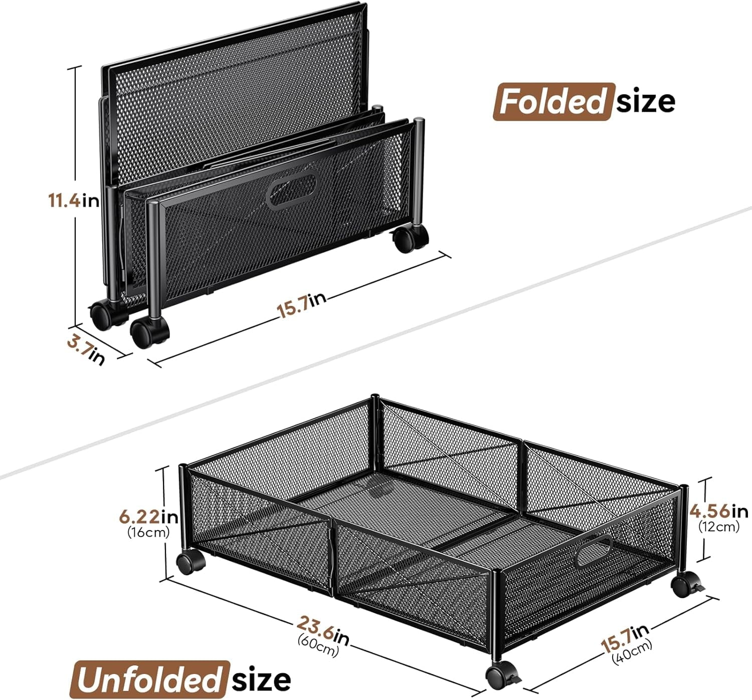 Under Bed Storage, Under the Bed Storage Containers with Wheels, Under Bed Shoe Storage Organizer Drawer, Tool-free Assembly Metal Underbed Storage Containers for Bedroom Clothes Shoes Blankets -4PCK