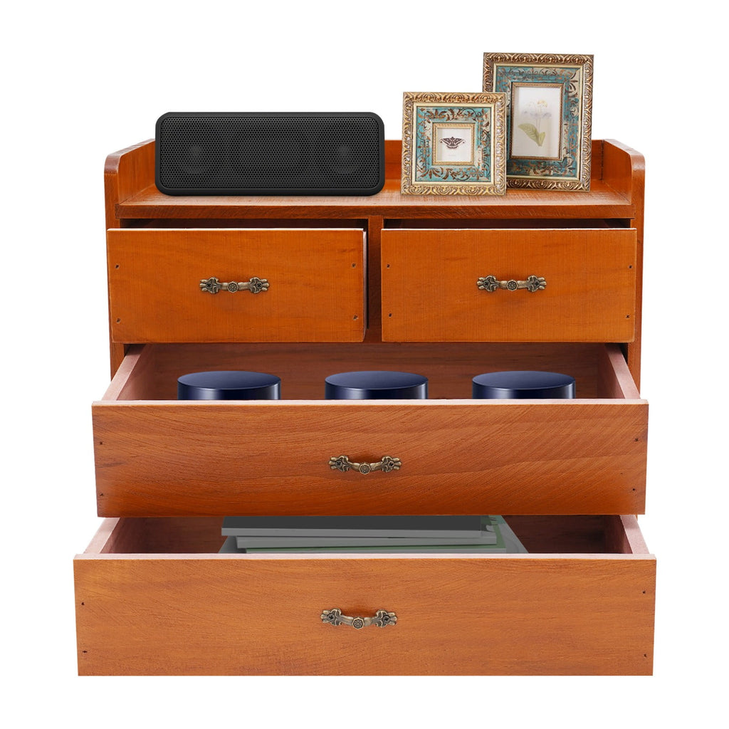 13.4*7.09*11 Retro Brown Desktop Organizer with Drawers Office Organization and Storage Box