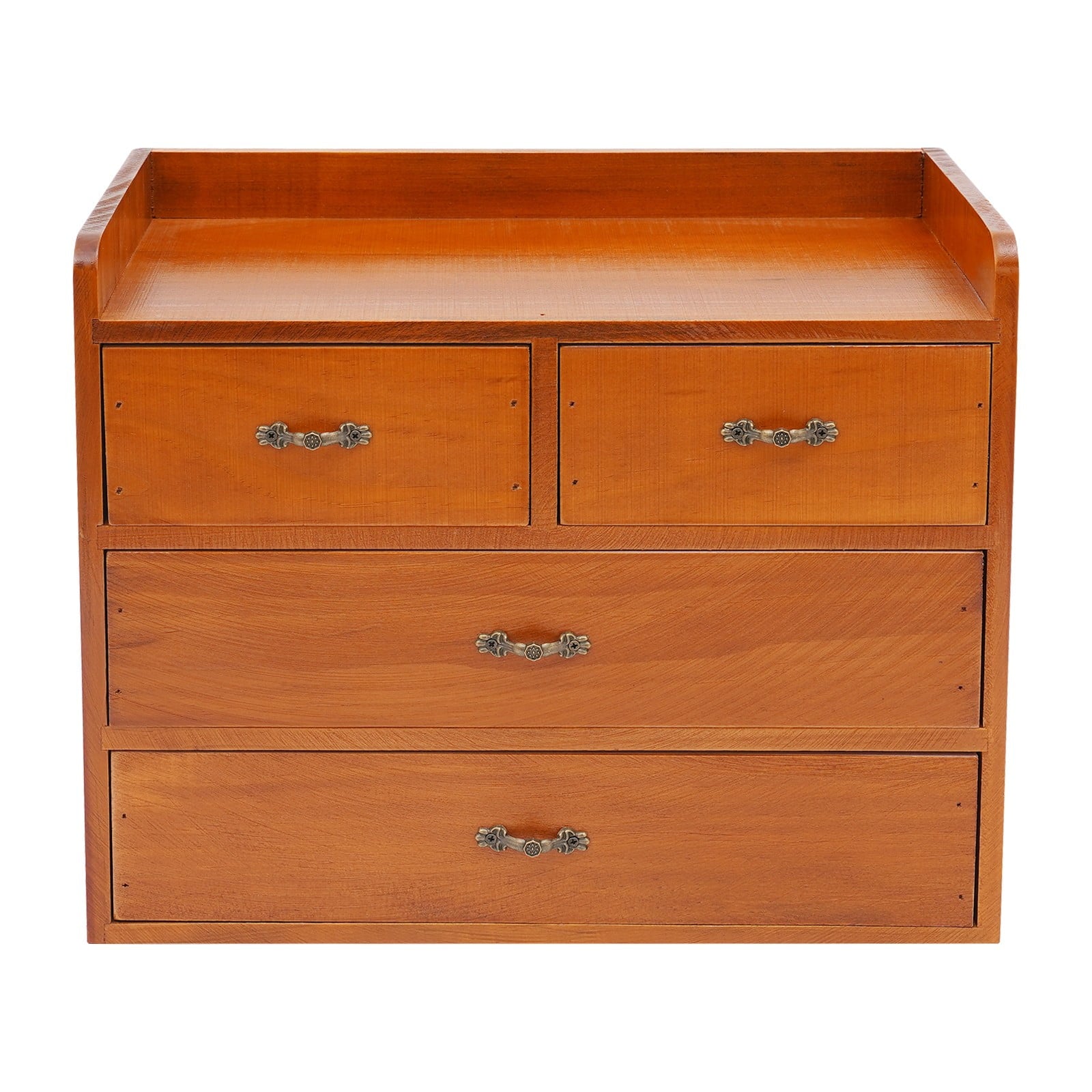 13.4*7.09*11 Retro Brown Desktop Organizer with Drawers Office Organization and Storage Box