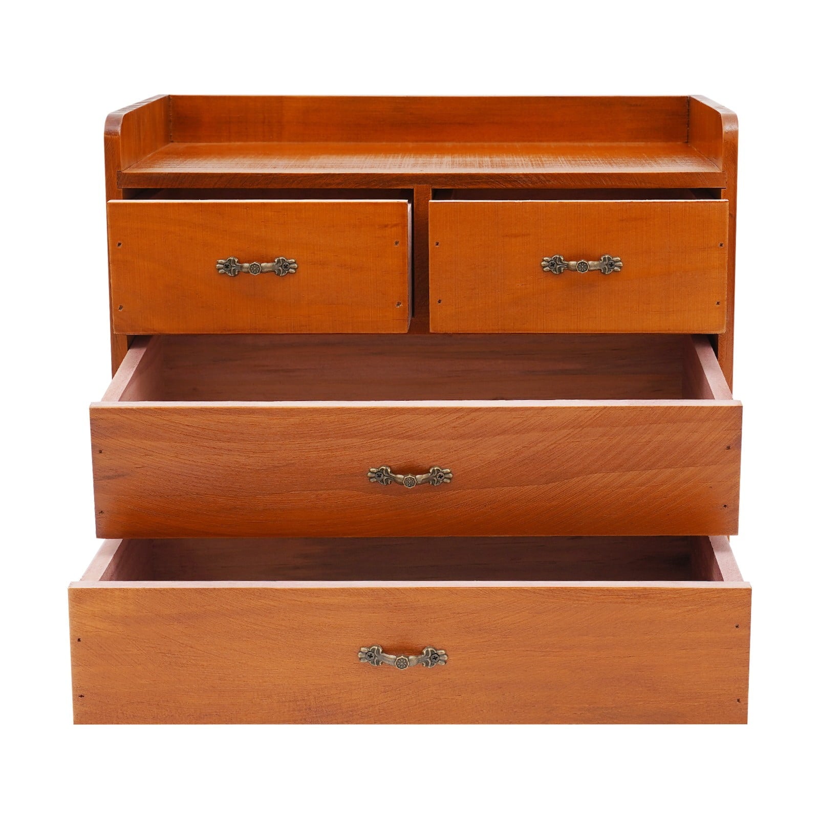13.4*7.09*11 Retro Brown Desktop Organizer with Drawers Office Organization and Storage Box