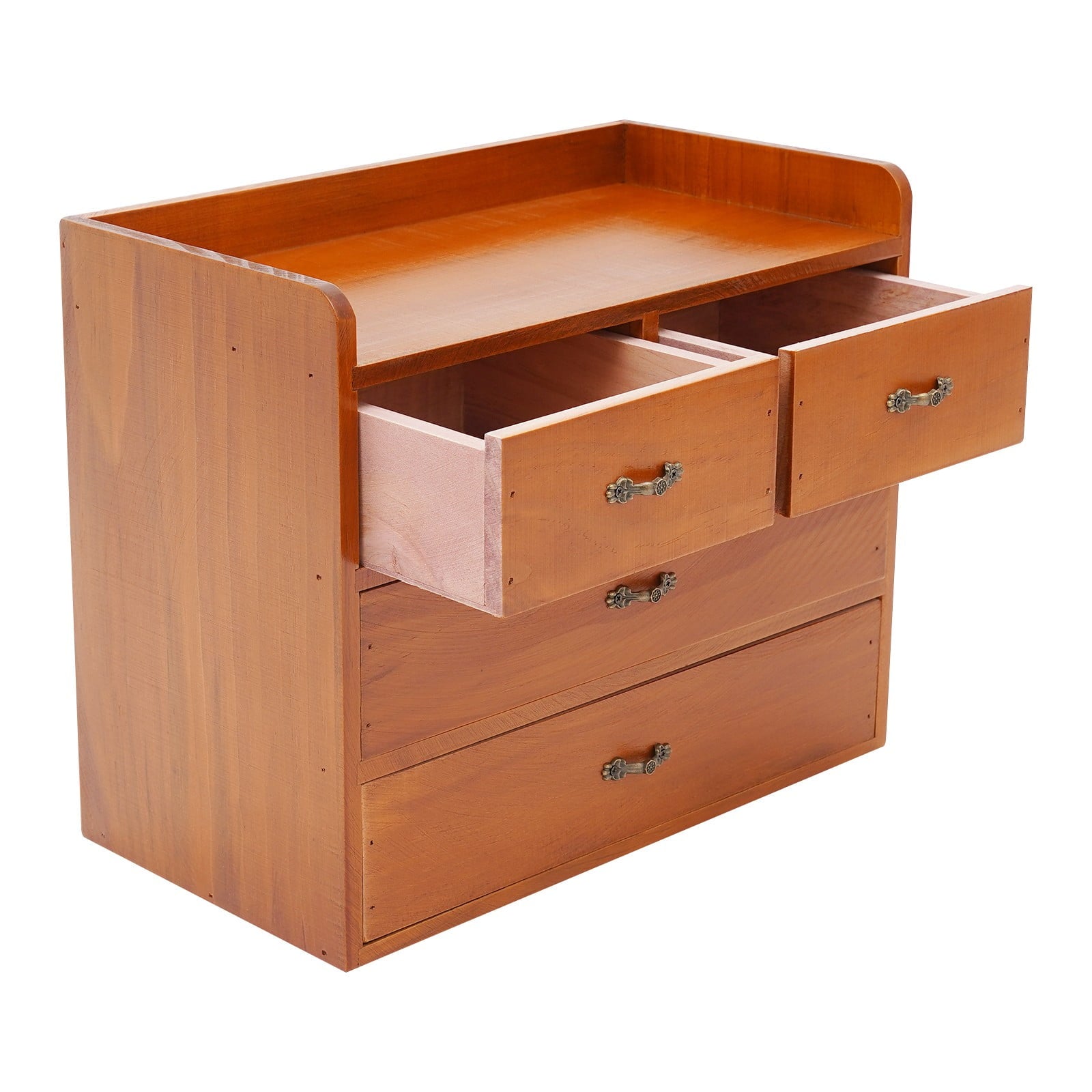 13.4*7.09*11 Retro Brown Desktop Organizer with Drawers Office Organization and Storage Box