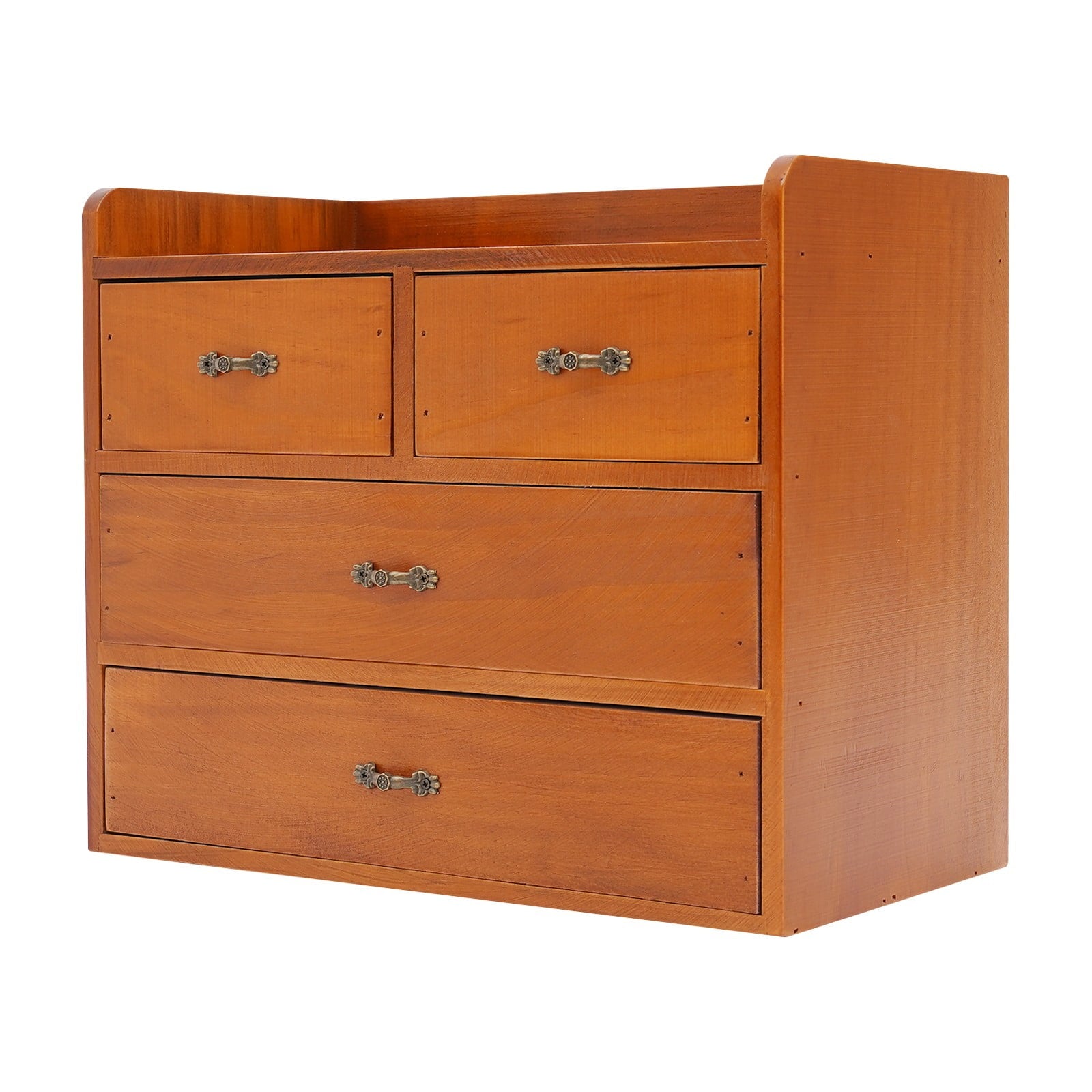 13.4*7.09*11 Retro Brown Desktop Organizer with Drawers Office Organization and Storage Box