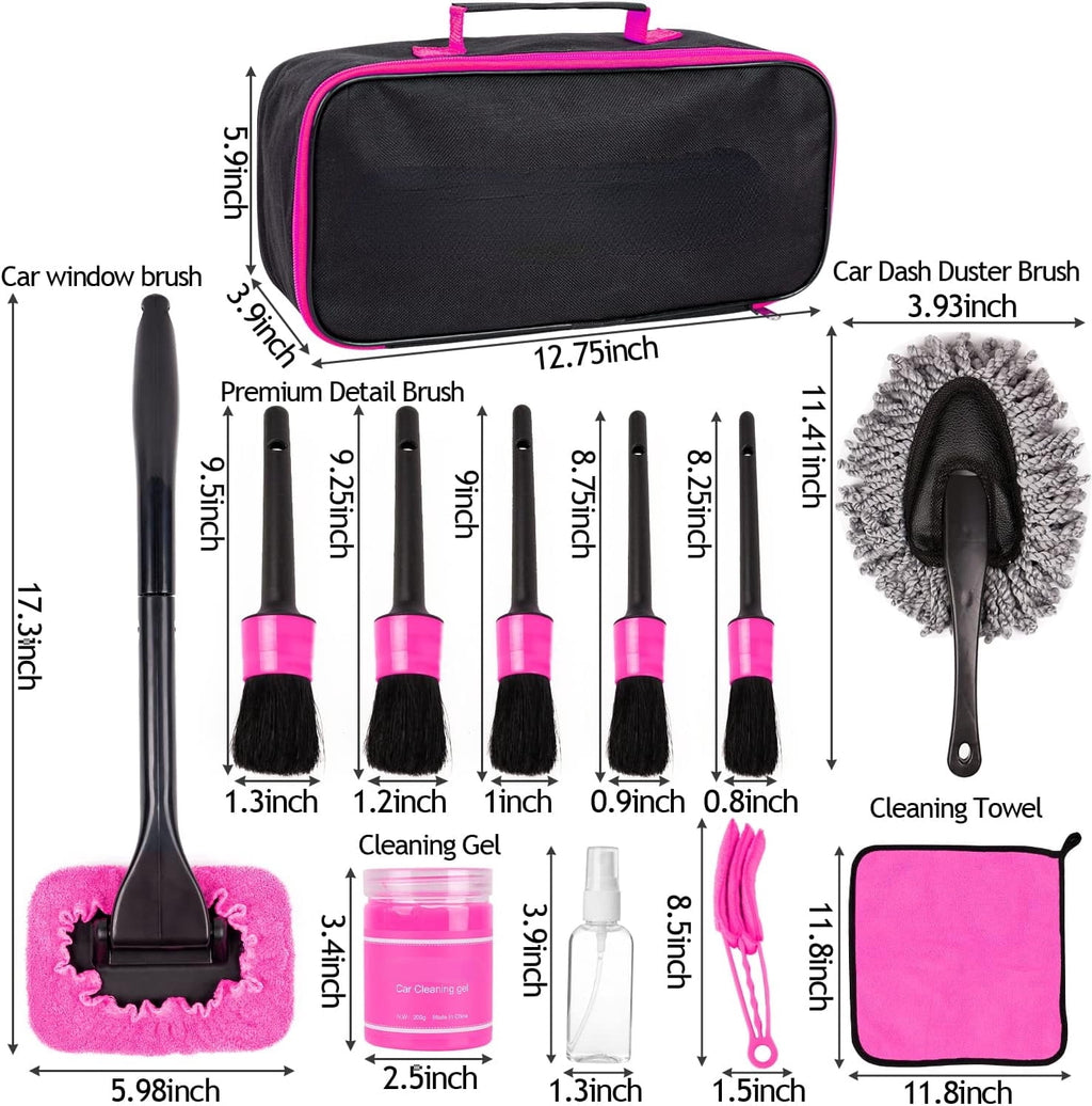 A house of tools Pink Car Duster Interior Kit, Perfect Car Detailing Brush Kit for Cleaning Windows,Windshield,Dashboard and Air Vents Suitable for All Cars