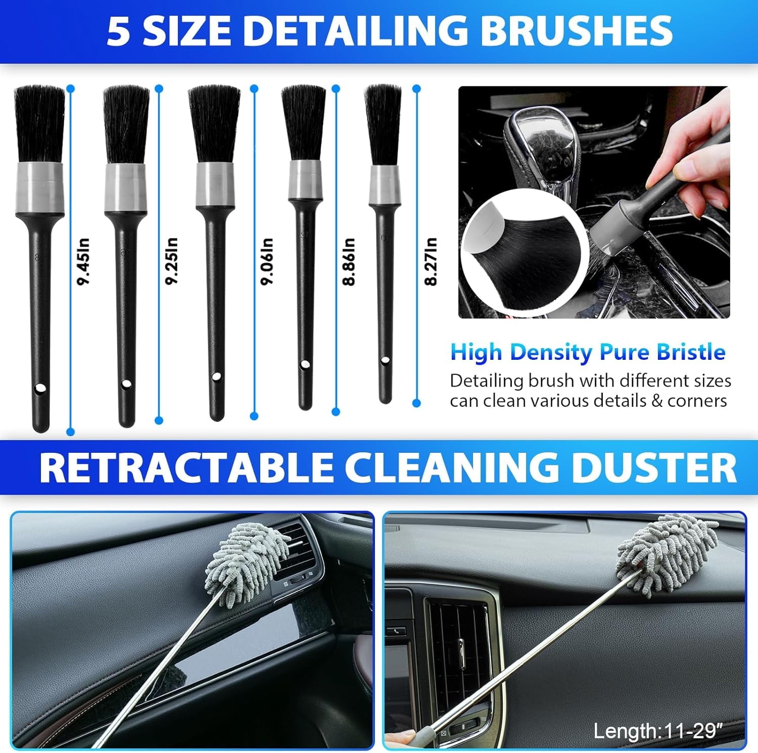 A house of tools Pink Car Duster Interior Kit, Perfect Car Detailing Brush Kit for Cleaning Windows,Windshield,Dashboard and Air Vents Suitable for All Cars