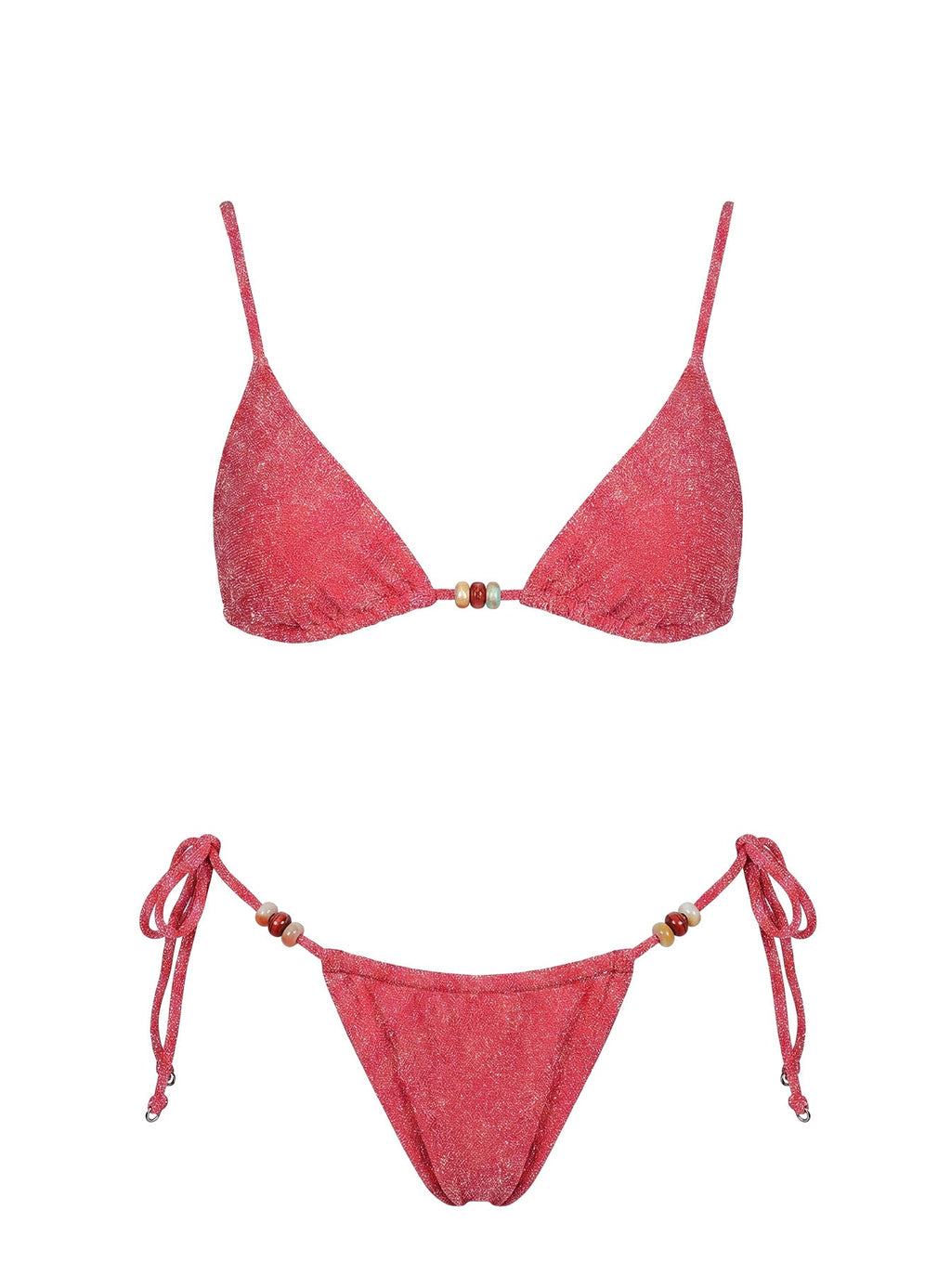 Ellery Triangle Bikini Top Red Shimmer