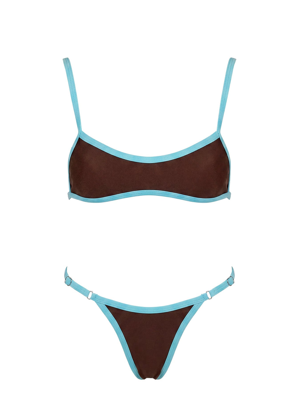 Jacopa Scoop Contrast Bikini Top Chocolate / Blue