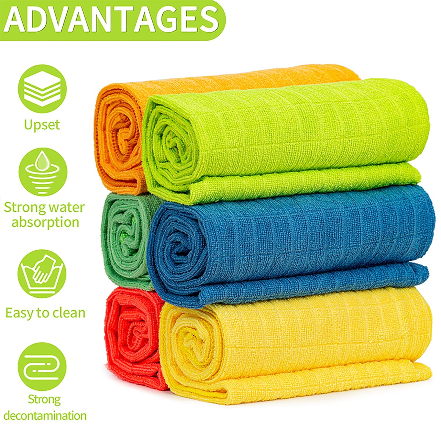 6 Extra Large Microfiber Cleaning Cloths, 30"x18" Floor Towels For Squeegee Mop, Reusable Multi-Purpose Cleaning Rags For House, Kitchen, Car &amp; Windows, Highly Absorbent, Lint-Free