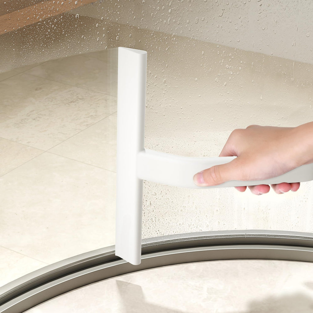 Shower Squeegee for Glass Doors, All-in-One Award-Winning Silicone Squeegee with Built-in Hook for Bathroom, Window, Mirror, Tile Wall, Car, Streak-Free Cleaner Tool, 10-Inch Black