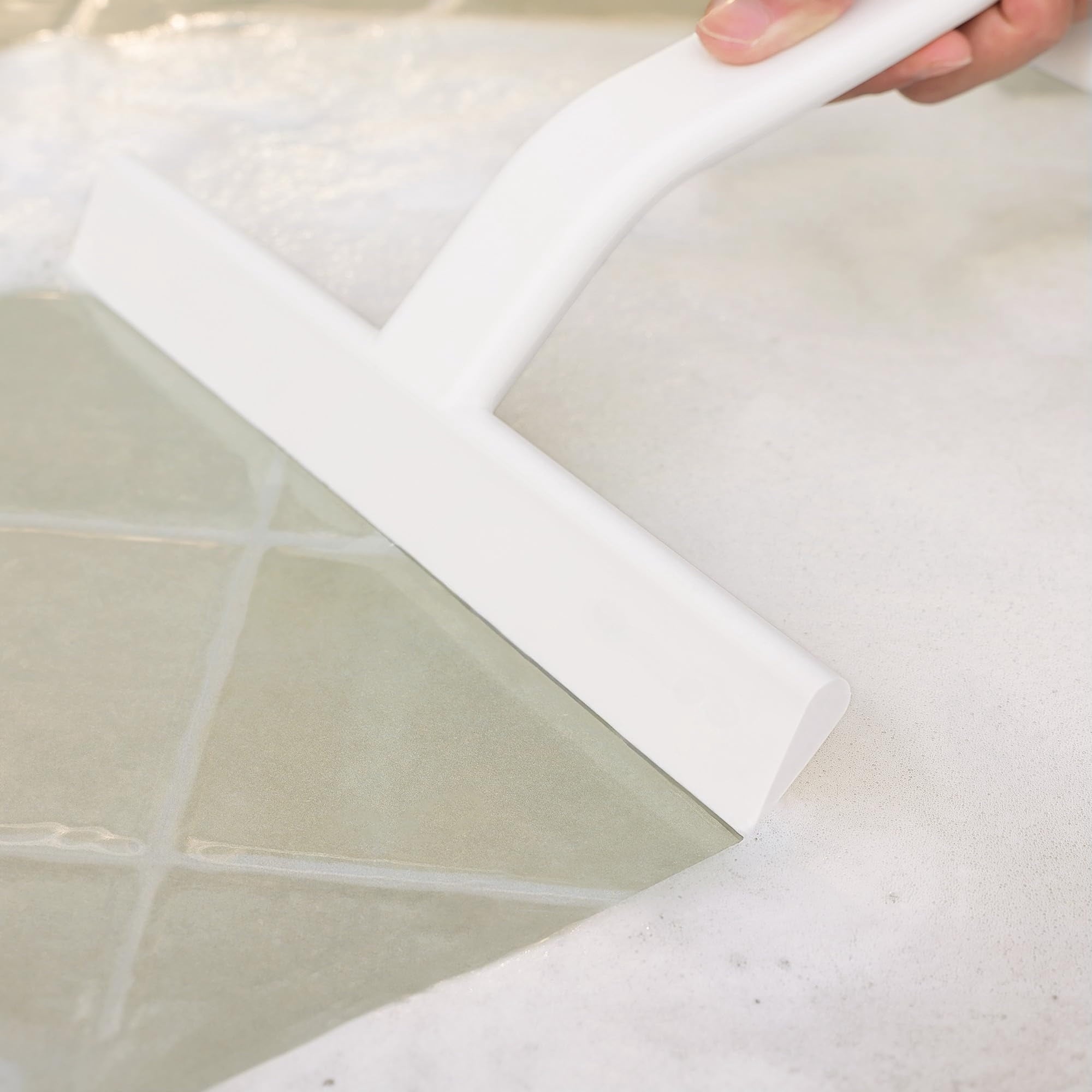Shower Squeegee for Glass Doors, All-in-One Award-Winning Silicone Squeegee with Built-in Hook for Bathroom, Window, Mirror, Tile Wall, Car, Streak-Free Cleaner Tool, 10-Inch Black