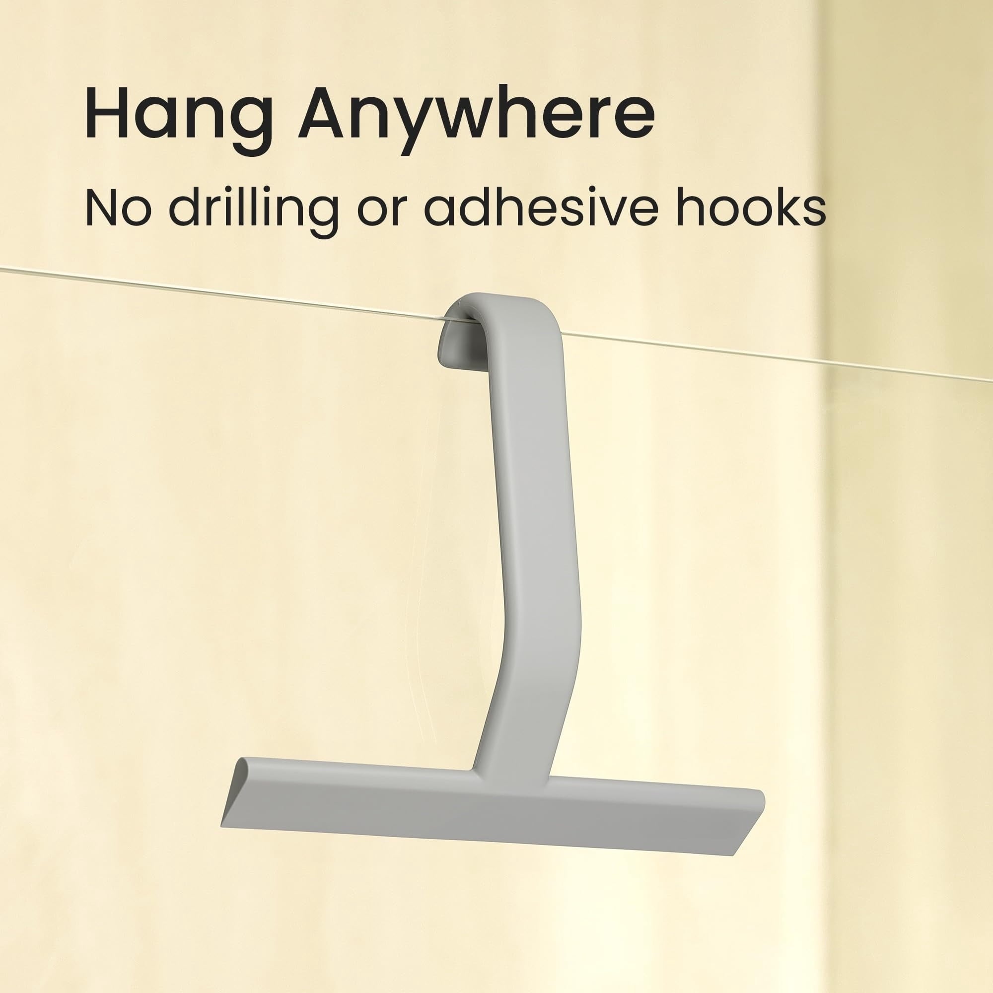Shower Squeegee for Glass Doors, All-in-One Award-Winning Silicone Squeegee with Built-in Hook for Bathroom, Window, Mirror, Tile Wall, Car, Streak-Free Cleaner Tool, 10-Inch Black