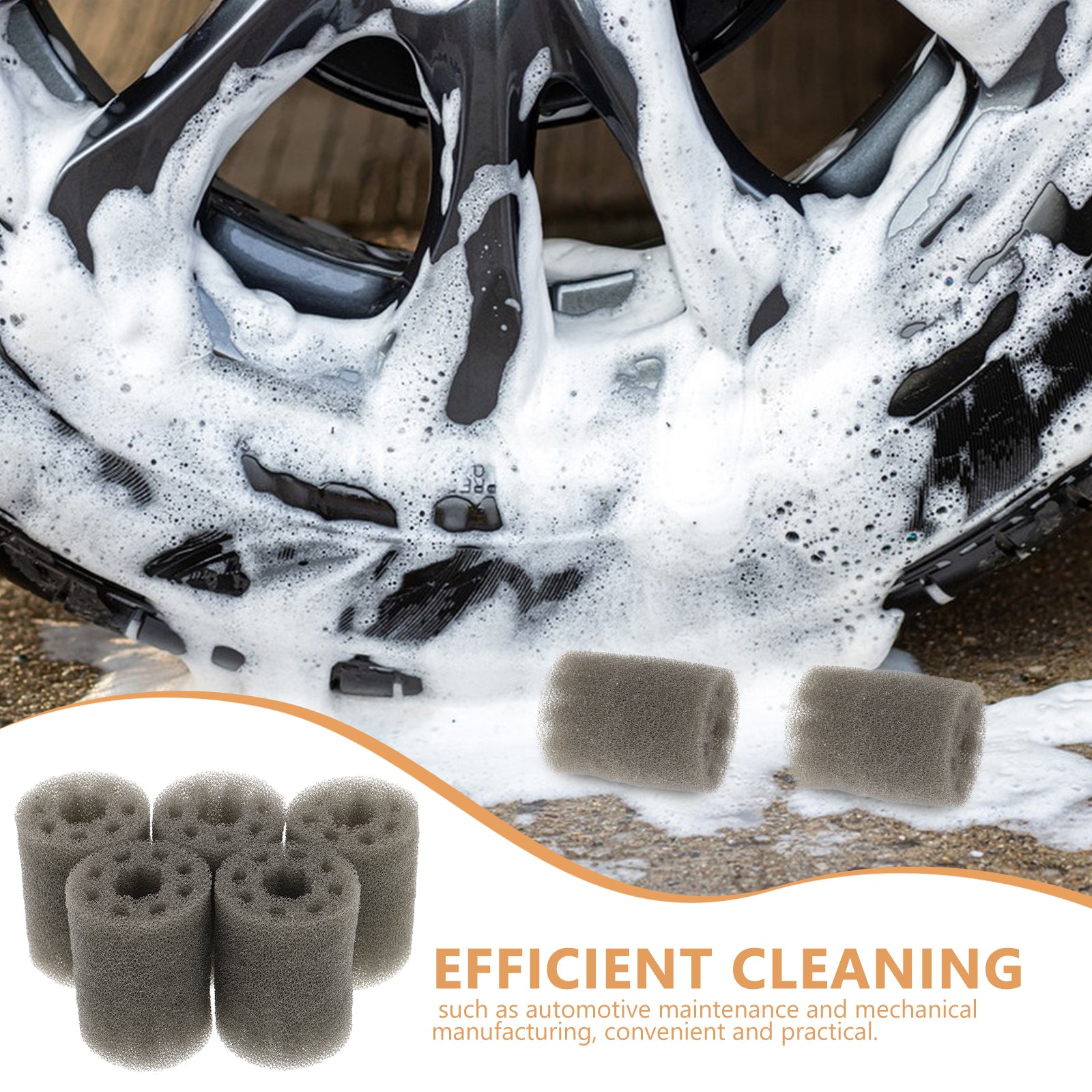 5pcs Sponge Wheel Detailing Brush with Embedded Steel Ring Screw Cleaning Handle Lug Wash Nut Sponge Cleaner Tool