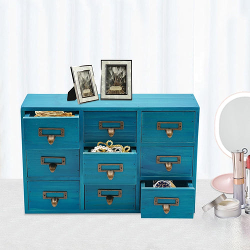 9 Drawers Apothecary Cabinet, Wooden Desk Drawer Organizer,Apothecary Chests and Cabinets, Herb Storage Box