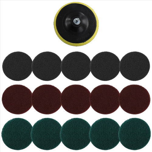 16Pcs 5Inch 3 Different Color Scrubbing Pads Drill Powered Brush Tile Scrubber Scouring Pads Cleaning Kit,Abrasive Buffing Pads Replacement 1 Pcs Hook Attachment for House Cleaning