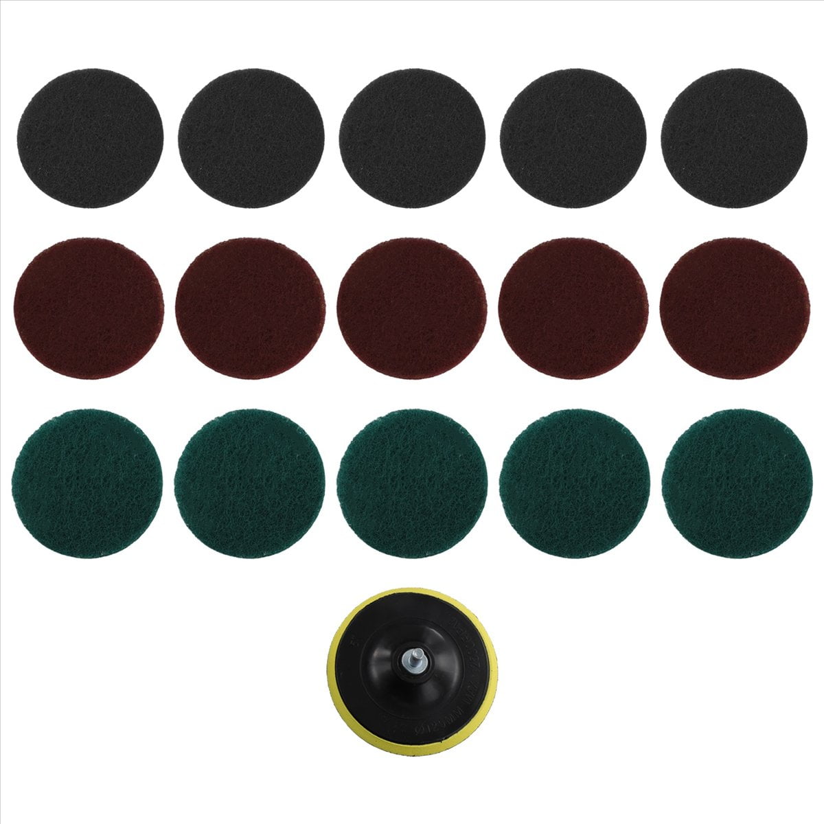 16Pcs 5Inch 3 Different Color Scrubbing Pads Drill Powered Brush Tile Scrubber Scouring Pads Cleaning Kit,Abrasive Buffing Pads Replacement 1 Pcs Hook Attachment for House Cleaning