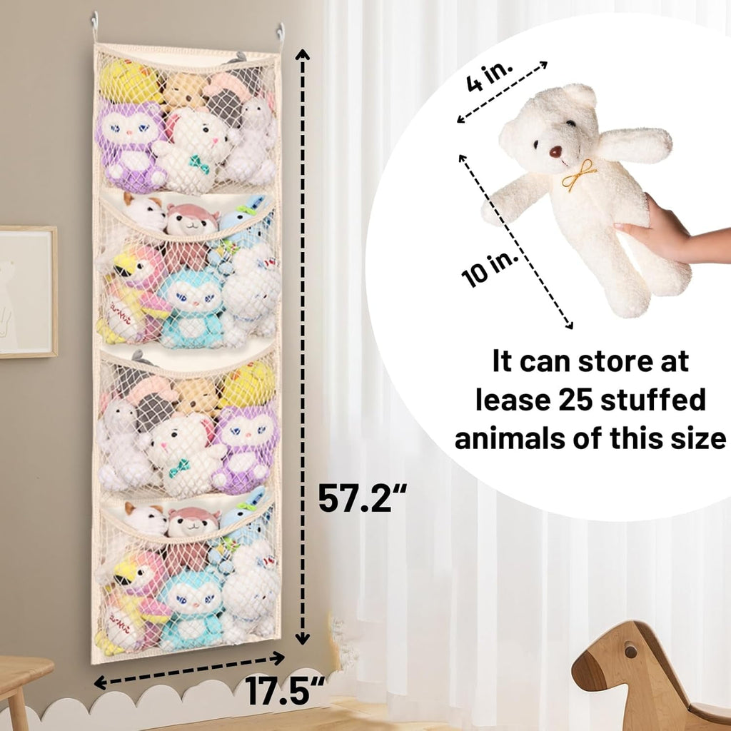 WarmHaven  Wide Over The Door Stuffed Animal Storage, Cotton Toy Organizer for Plush Toys, Baby Supplies, Stuffed Animal Holder with 5 Large Pockets, Hanging Door Organizer for Nursery, Bedroom