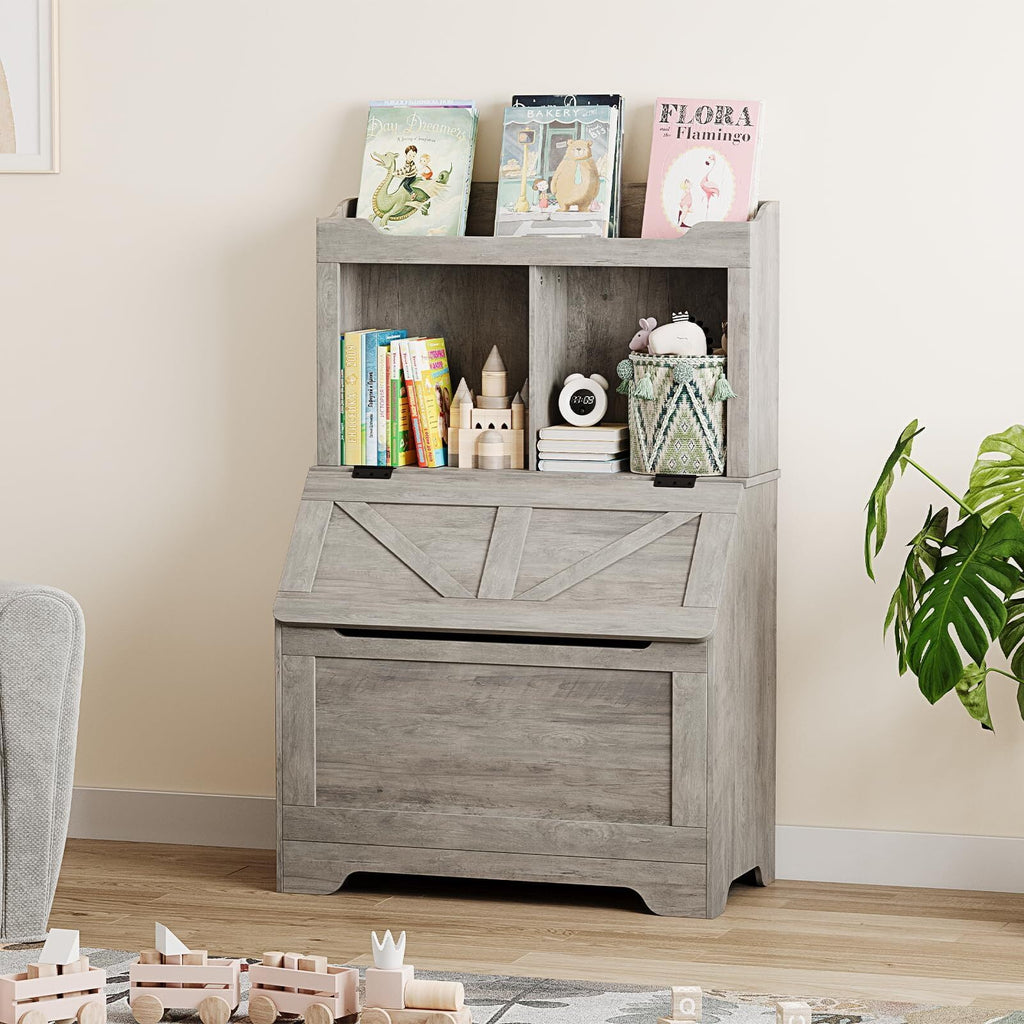 47.8''H Children Bookcase Children's Bookshelf w/Toy Storage Cabinet for Boys/Girls Toy Storage Organizer for Kids Large Wooden Toy Box Chest with Lid for Kindergarten