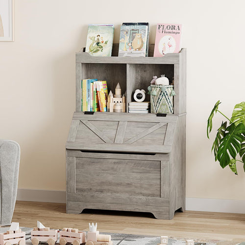 47.8''H Children Bookcase Children's Bookshelf w/Toy Storage Cabinet for Boys/Girls Toy Storage Organizer for Kids Large Wooden Toy Box Chest with Lid for Kindergarten