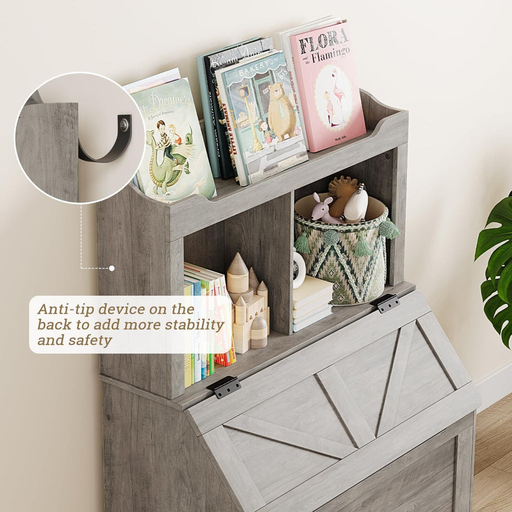 47.8''H Children Bookcase Children's Bookshelf w/Toy Storage Cabinet for Boys/Girls Toy Storage Organizer for Kids Large Wooden Toy Box Chest with Lid for Kindergarten