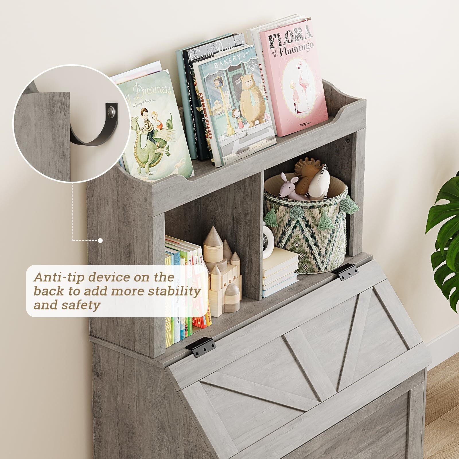 47.8''H Children Bookcase Children's Bookshelf w/Toy Storage Cabinet for Boys/Girls Toy Storage Organizer for Kids Large Wooden Toy Box Chest with Lid for Kindergarten