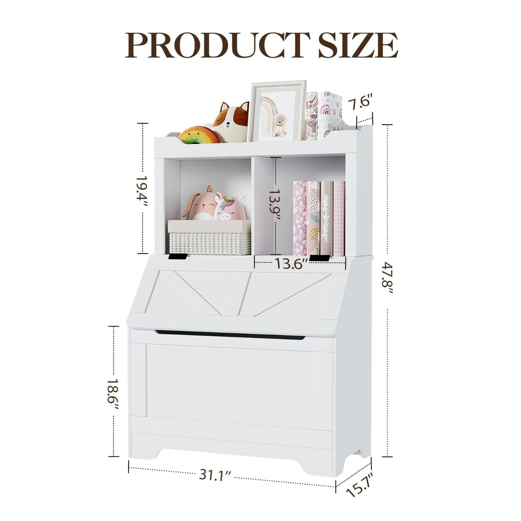 47.8''H Children Bookcase Children's Bookshelf w/Toy Storage Cabinet for Boys/Girls Toy Storage Organizer for Kids Large Wooden Toy Box Chest with Lid for Kindergarten